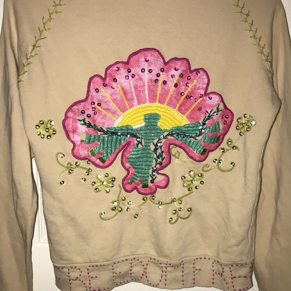 Switch USA beaded zip up hooded sweatshirt